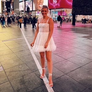 Bronx and Banco mademoiselle mini dress with sequins and feathers